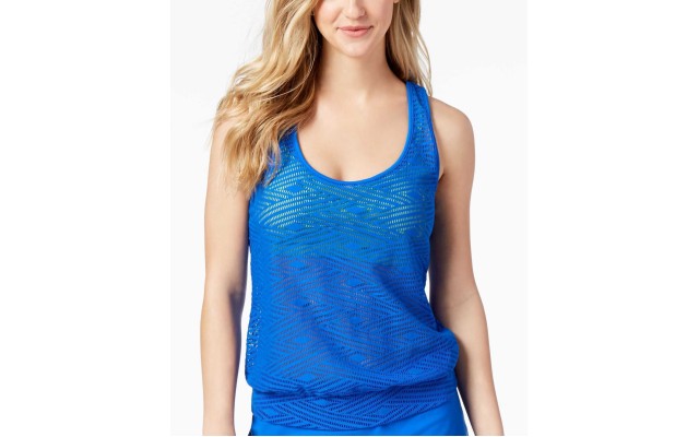   Women’s Sporty Splice Layered Crochet Swimsuit Tank Tops