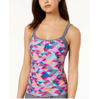 Go by Gossip Women's Triangle Tango Geo Printed Layered-Look Top Swimsuits