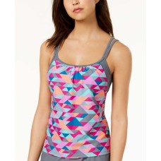 Go by Gossip Women's Triangle Tango Geo Printed Layered-Look Top Swimsuits