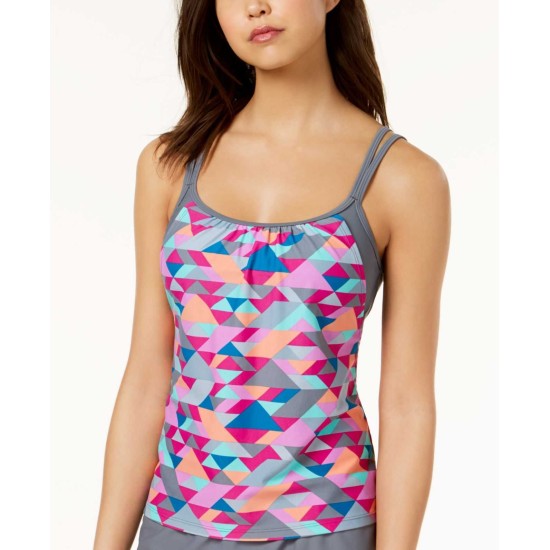  Women's Triangle Tango Geo Printed Layered-Look Top Swimsuits