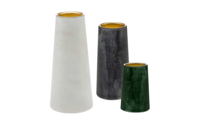 Silver Art S/3 Marble Votive Holders