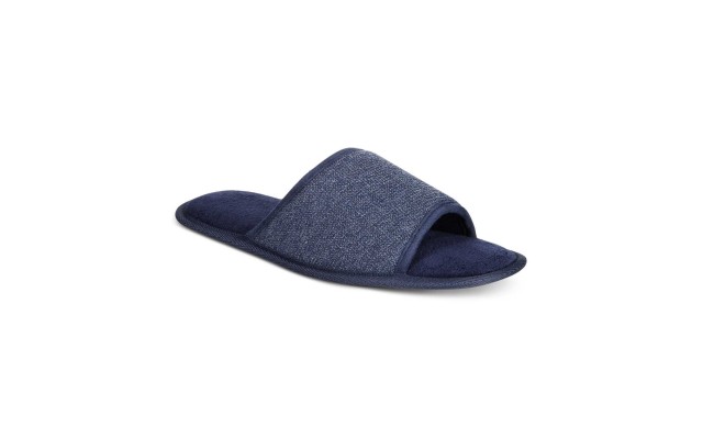  Mens Open-Toe Slippers (Navy, M)