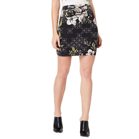  Lace-Up Mini Skirt (Black, M)