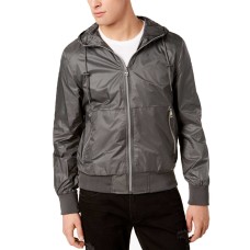 Guess Men’s Hooded Windbreaker (Medium Gray, Medium)