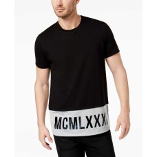 Guess Men’s Pieced Colorblocked Graphic-Print T-Shirt (Black, L)