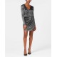  Metallic Gathered-Skirt Dress (Metalic, XS)