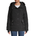  Quilted Faux Fur Hooded Jacket (Small, Black)