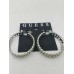  Silver-Tone Hoop Earrings with 3 Baguettes