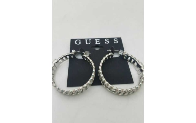  Silver-Tone Hoop Earrings with 3 Baguettes