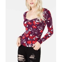Guess Women's Freedia Ruched Long-Sleeve Blouse Pullover Shirt Tops