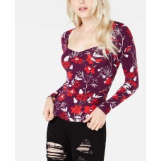 Guess Women's Freedia Ruched Long-Sleeve Blouse Pullover Shirt Tops
