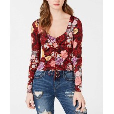 GUESS Women’s Long Sleeve Mikah Ruched Top (Elysian Floral, M)