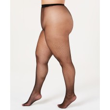 Hanes Women’s Curves Plus Size Dot Net Tights (Black, 1X-2X)
