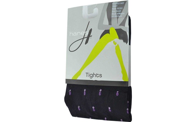  Womens Double Dot Tights (Black, Mauve Small)