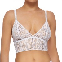 Hanky Panky Linear Lace Bralette (White, Large)
