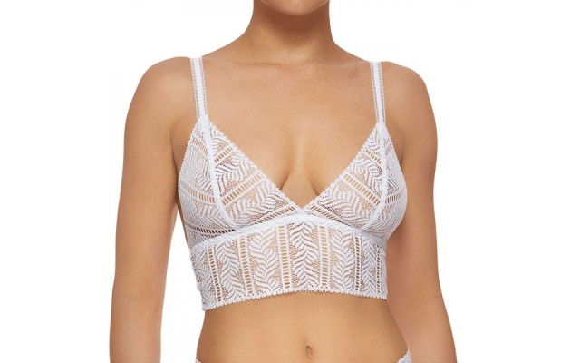  Linear Lace Bralette (White, Large)