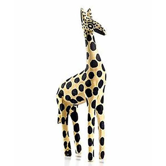  Full Circle Hand-Made 10-inch Wood Giraffe Figurine, Yellow/Black