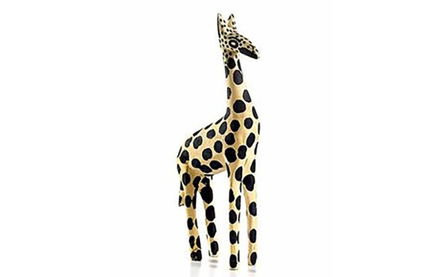  Full Circle Hand-Made 10-inch Wood Giraffe Figurine, Yellow/Black