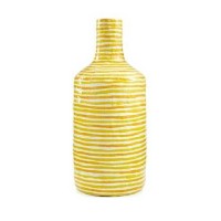 Heart of Haiti Paper Mache Vase Yellow Stripe NEW $62