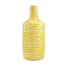 Heart of Haiti Paper Mache Vase Yellow Stripe NEW $62