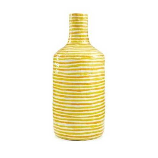 Heart of Haiti Paper Mache Vase Yellow Stripe NEW $62