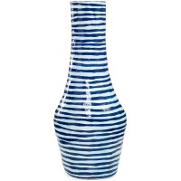 Heart of Haiti Skinny Blue Striped Papier Mache Vase
