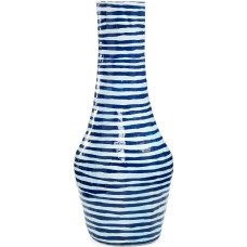 Heart of Haiti Skinny Blue Striped Papier Mache Vase