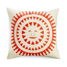 Heart of Haiti Sun Face Printed Cushion (White/Orange)
