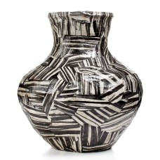 Heart of Haiti Vase, Black & White Bulb Papier Mache
