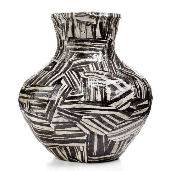  Vase, Black & White Bulb Papier Mache