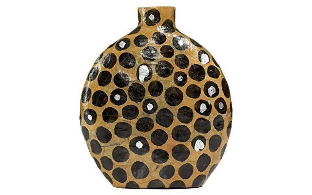 Heart of Haiti Vase, Spotted Black & White Papier Mache