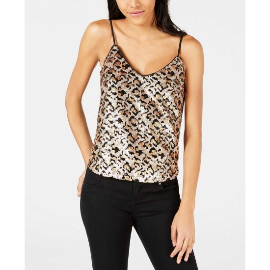  Animal-Print Sequinned Top (Natural, S)