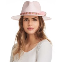 Helene Berman Women's Fedora Paper Hats, Pink