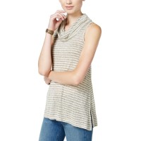 Hippe Rose Juniors’ Sleeveless Cowl-Neck Top (Grey, Large)