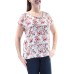  Juniors Short-Sleeve Back-Zip (Ivory Floral, Large)