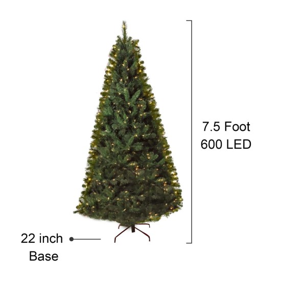  7.5 Foot 600 Clear Multi-Function LED Christmas Tree
