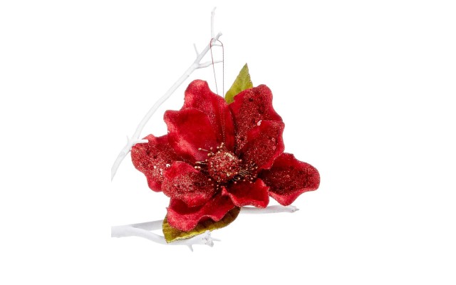  8″ Red Flower Clip On Tree Ornament