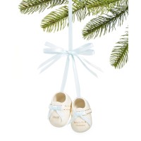 Holiday Lane Babys Shoe First Christmas Ornament Porcelain 2018 Blue Ribbon