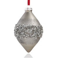 Holiday Lane Dark Silver Glitter Drop Ornament