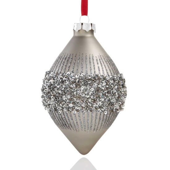  Dark Silver Glitter Drop Ornament