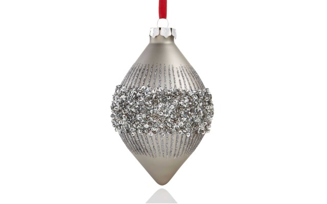  Dark Silver Glitter Drop Ornament