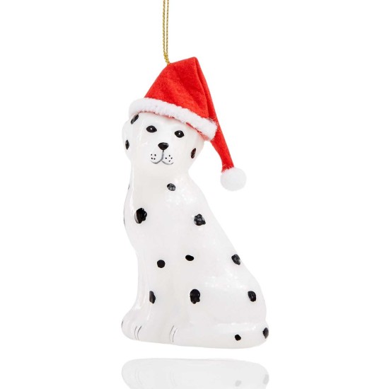  Dog in Santa Hat Ornament