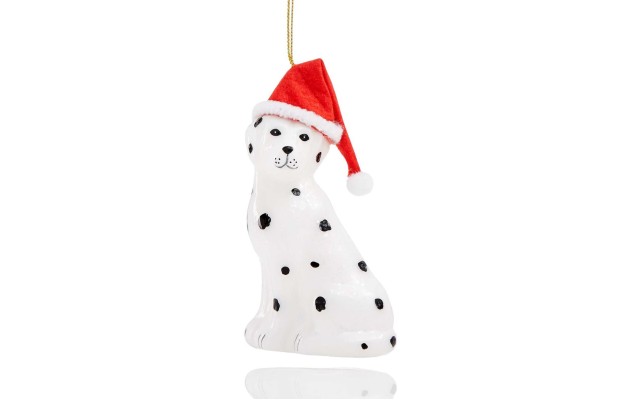  Dog in Santa Hat Ornament