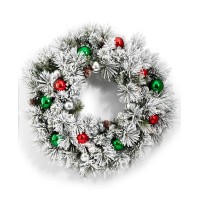 Holiday Lane Flocking Wreath With Ornaments