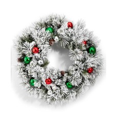 Holiday Lane Flocking Wreath With Ornaments