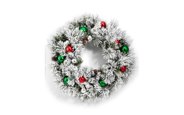  Flocking Wreath With Ornaments