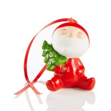 Holiday Lane Glass Baby Santa With Tree Ornament