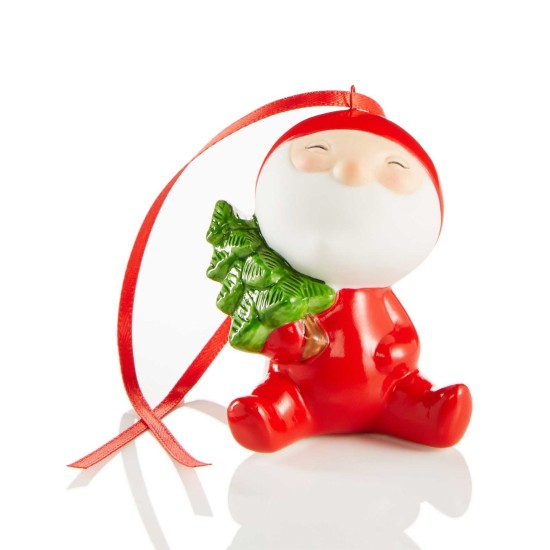  Glass Baby Santa With Tree Ornament