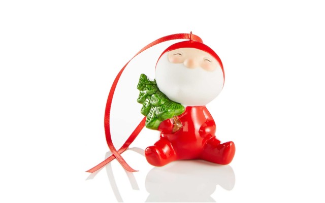  Glass Baby Santa With Tree Ornament