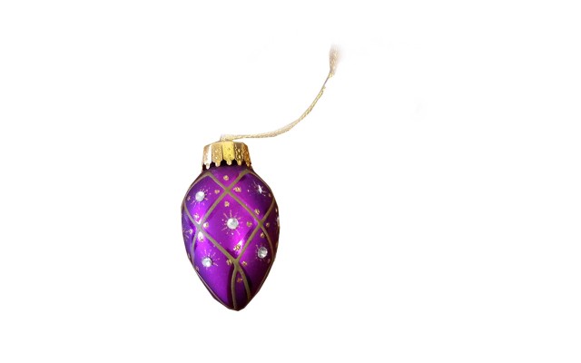  Glass Ornament Glitter Purple